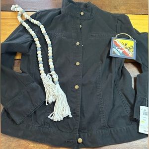 Vintage Havana Jack’s Cafe Women’s Size Small Black Cotton Button Up Jacket NWT